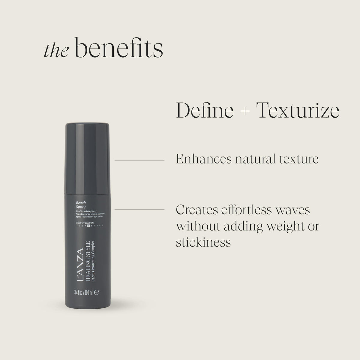 L’ANZA Healing Style Beach Spray creates textured waves with natural volume