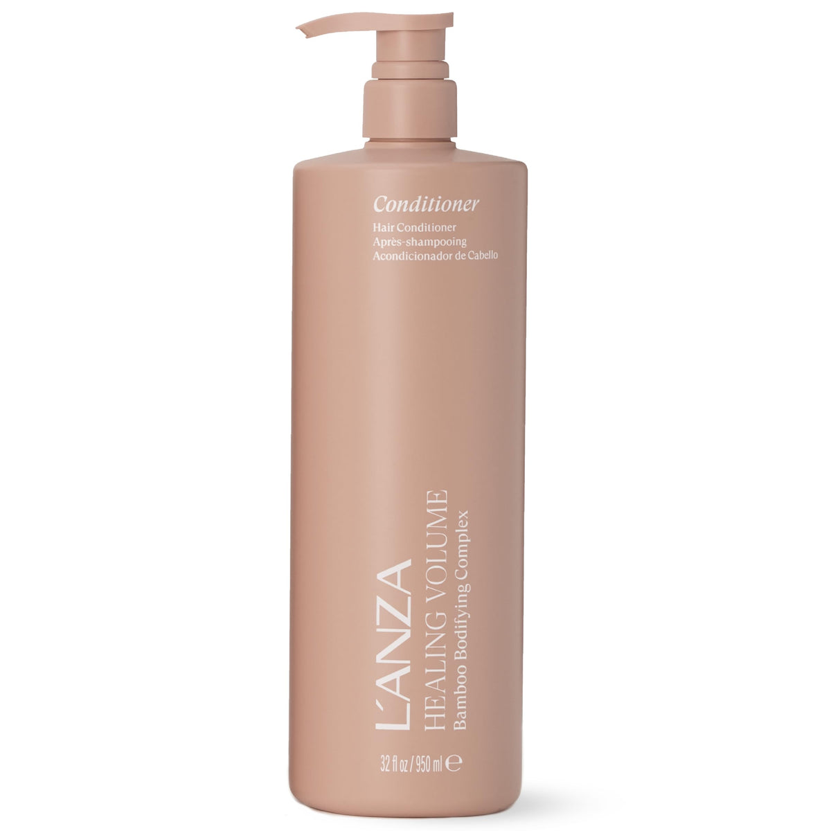 L'ANZA Healing Volume conditioner bottle front promotes lightweight body