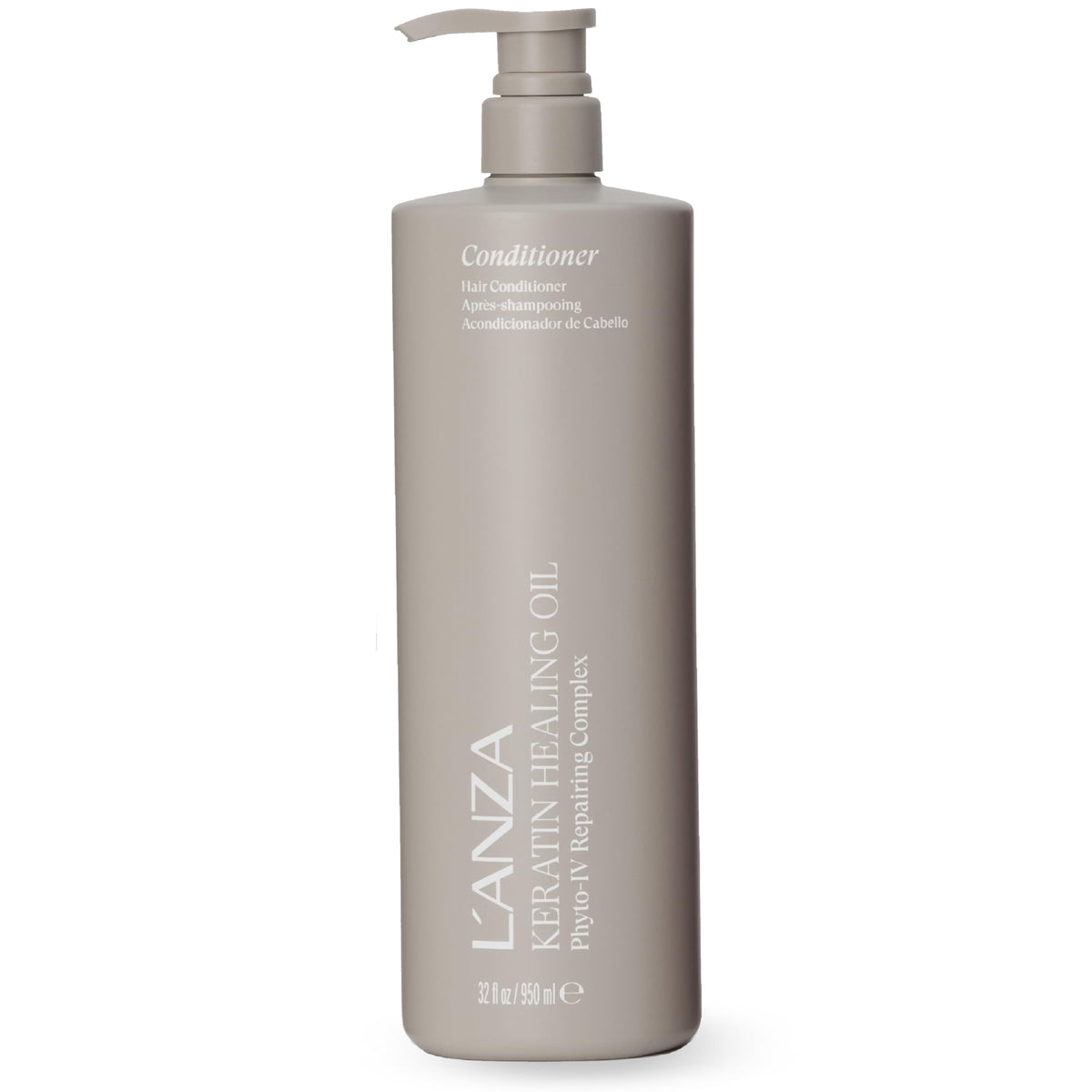 L’ANZA Keratin Healing Oil Conditioner bottle delivers lasting moisture.