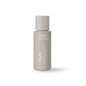 L’ANZA Keratin Healing Oil Conditioner bottle demonstrates deep moisture for soft hair.