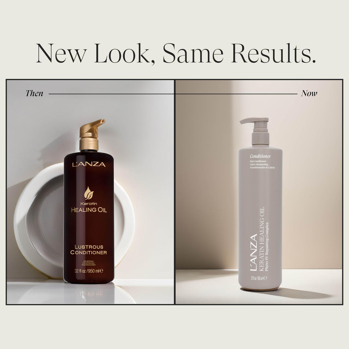 L’ANZA conditioner bottle with pump enables easy, controlled application.