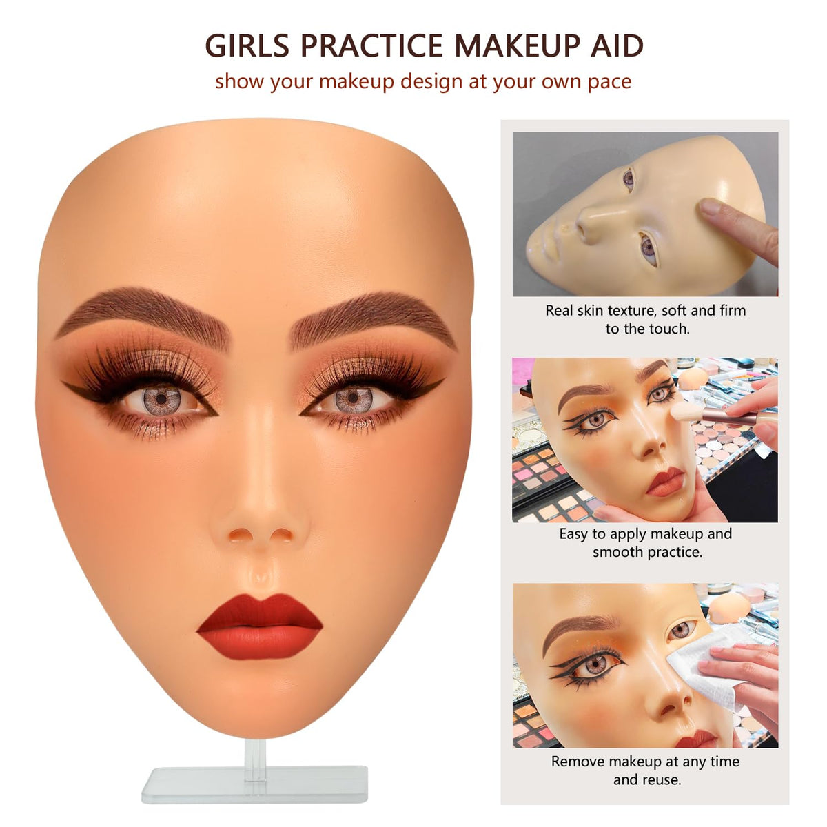 Laokiiy Practice Board detachable base enables cleaner, more precise makeup application.
