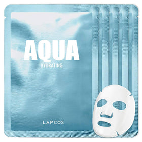 LAPCOS Aqua Sheet Mask pack of 5 front view promoting quick hydration