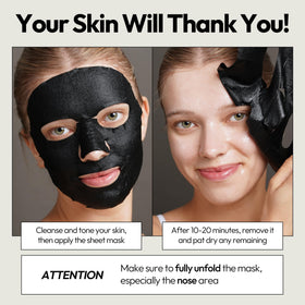 Mask removed revealing smoother-looking skin with refined pores.