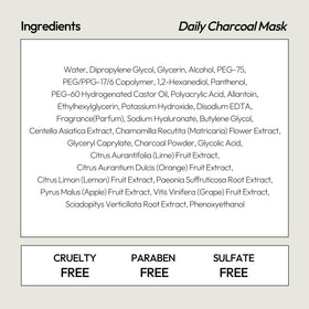 Pack of five LAPCOS charcoal sheet masks for routine care.