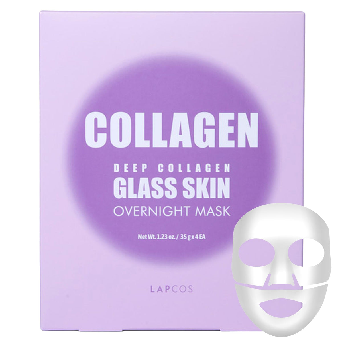 Lapcos Deep Collagen Glass Skin mask on clean skin for overnight hydration and firming.