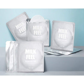 LAPCOS Milk Feel pad in hand ready for cleansing routine