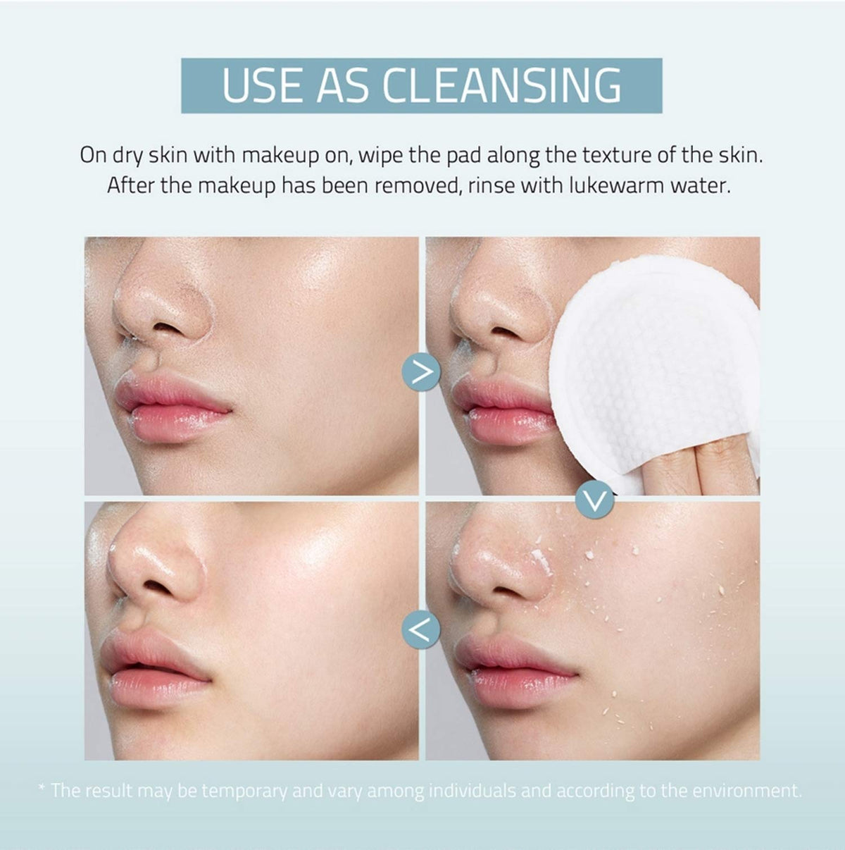 LAPCOS Milk Feel pad on the face during gentle exfoliation