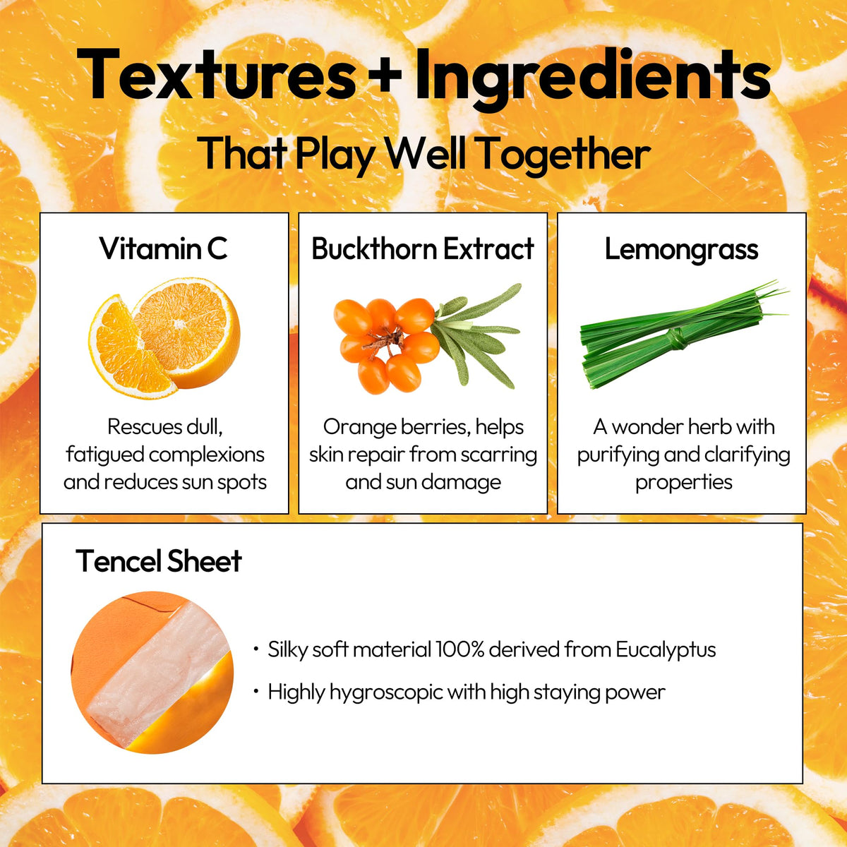 LAPCOS Vita C Sheet Mask on face demonstrates breathable eucalyptus-derived sheet