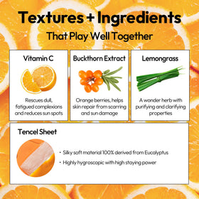 LAPCOS Vita C Sheet Mask on face demonstrates breathable eucalyptus-derived sheet