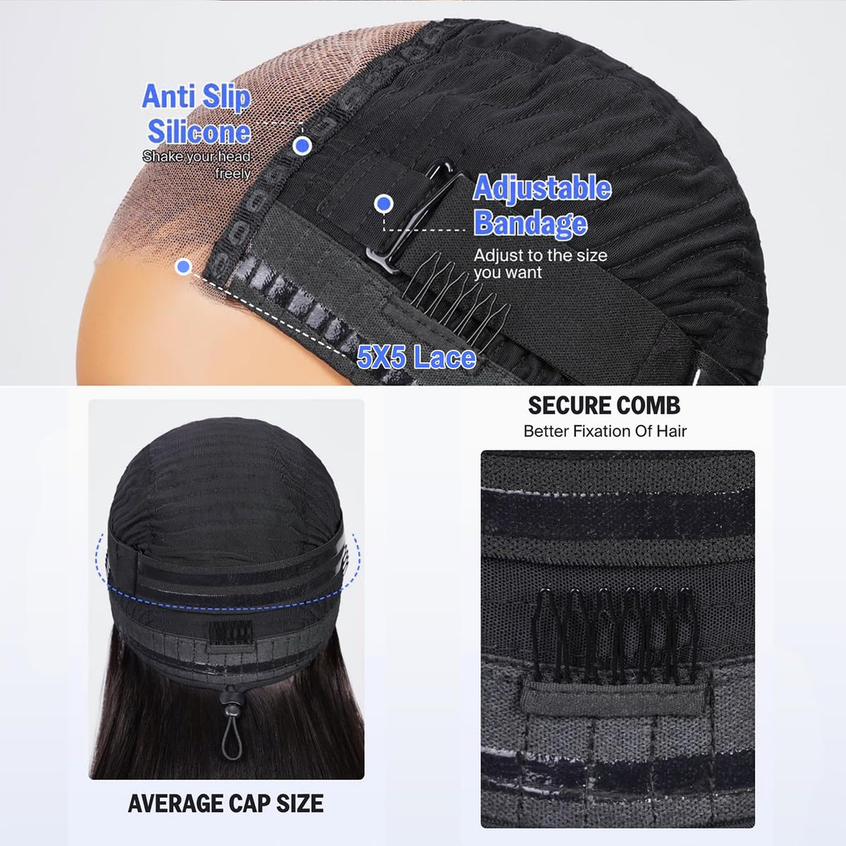 LAPIALA Wear and Go glueless wig natural black color ready for everyday wear.