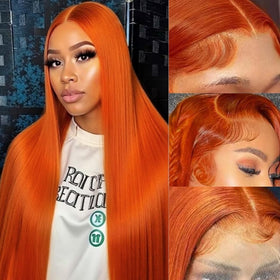 LAPONDAI 32-inch ginger-orange wig with 13x6 lace front for versatile styling