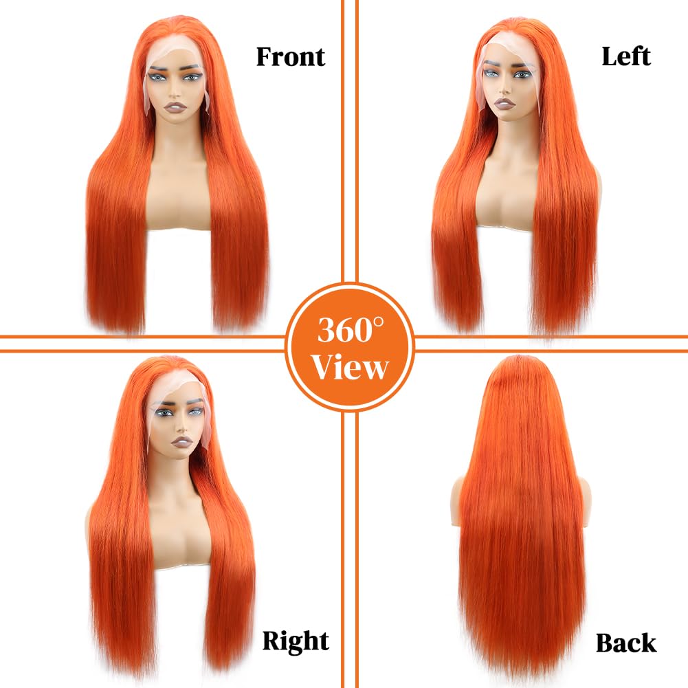 LAPONDAI virgin Brazilian hair ginger-orange wig for durable reuse