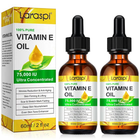 Laraspi Vitamin E Oil bottle close-up for nourishing dry skin.