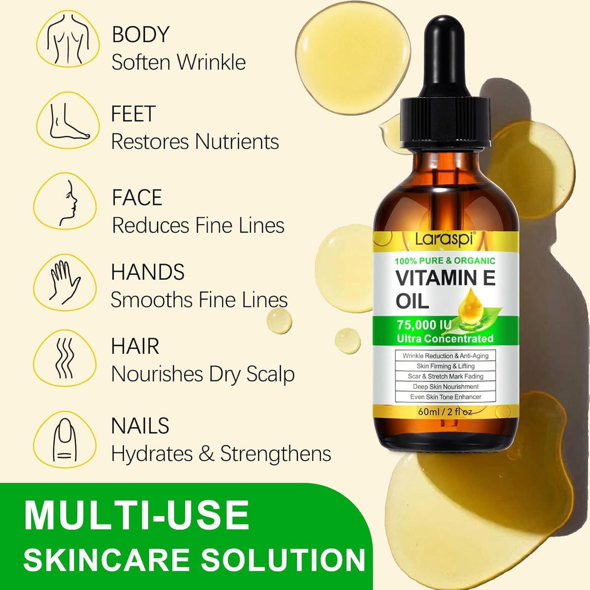 Laraspi Vitamin E Oil for nails and cuticles care.