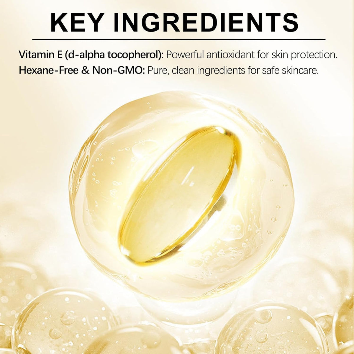 Laraspi Vitamin E Oil on skin close-up highlights nourishing texture.