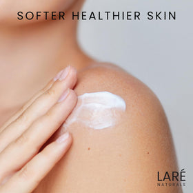 Laré Naturals lightweight moisturizer demonstrates fast absorption for daily hand and body care.