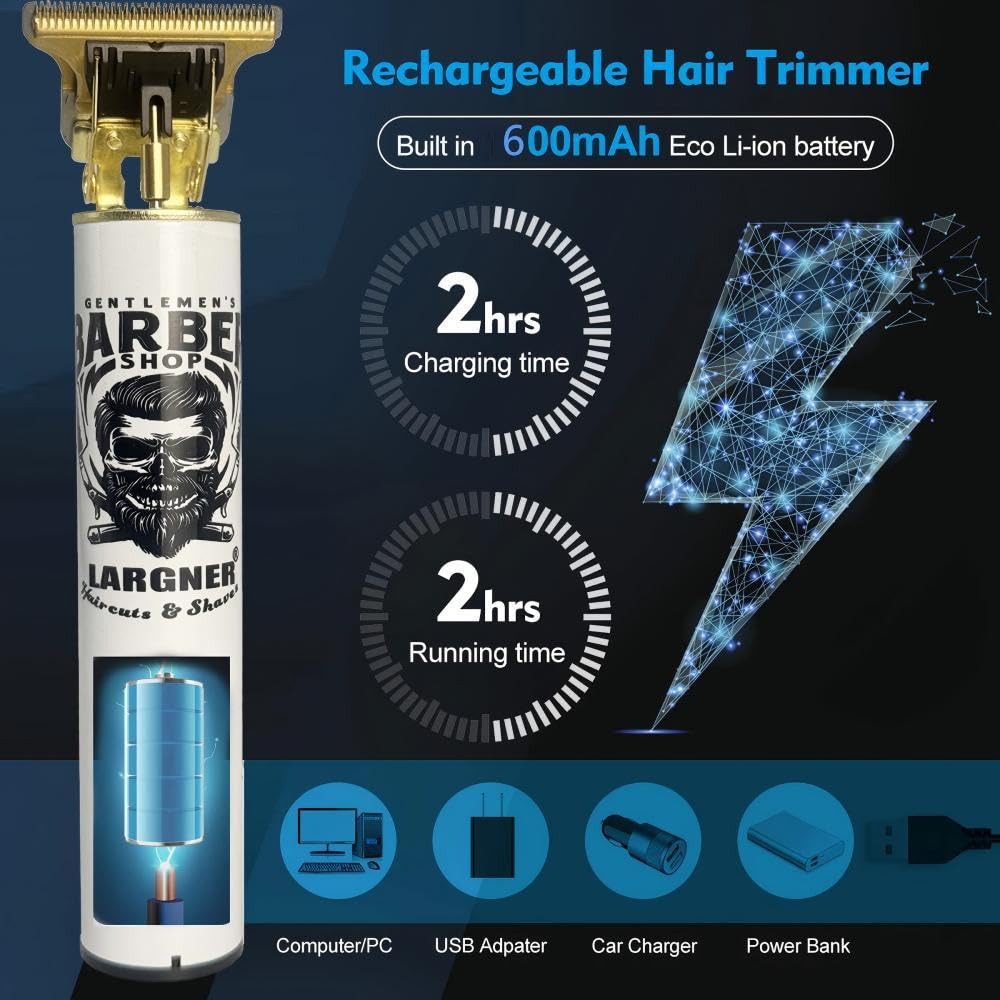 Largner USB charging with LED indicator tracks battery status during grooming.