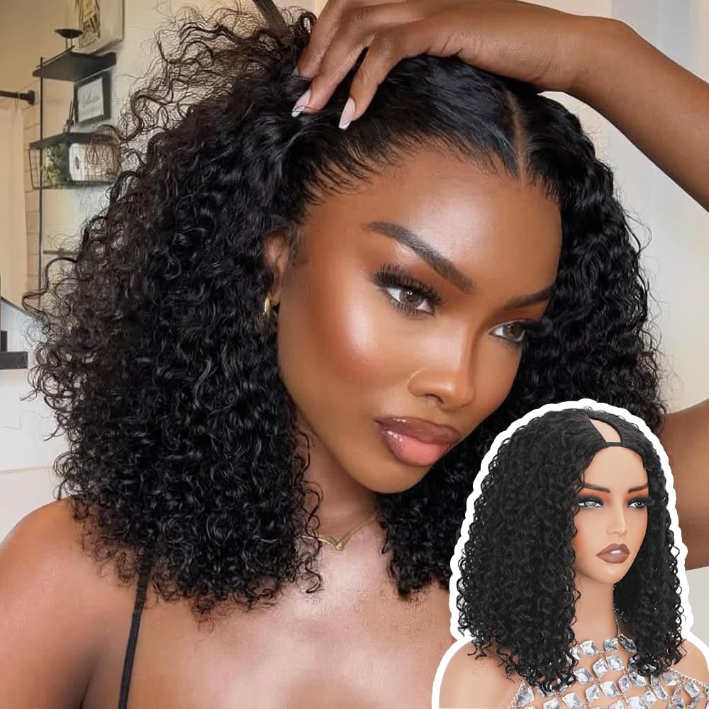 Larhali V Part Curly Bob Wig cap assembly for secure, natural-looking fit.
