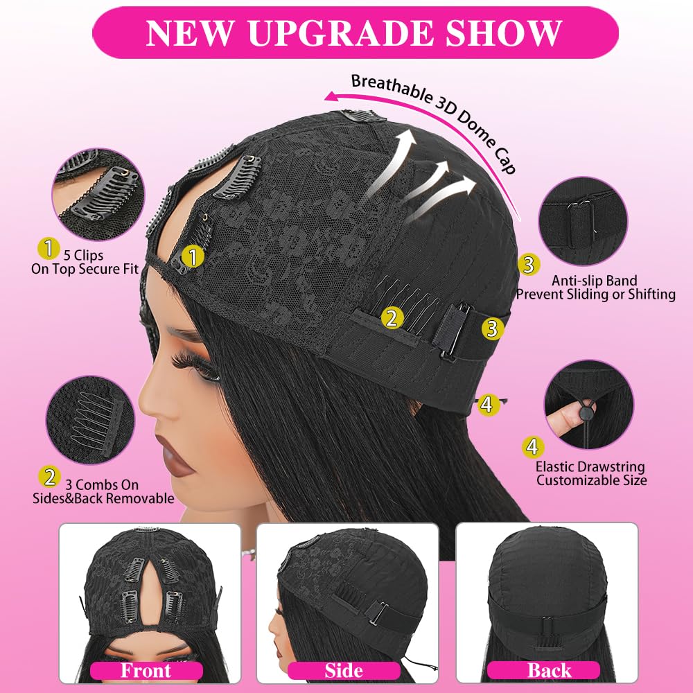 Larhali wig cap with three combs and adjustable band for secure daily wear