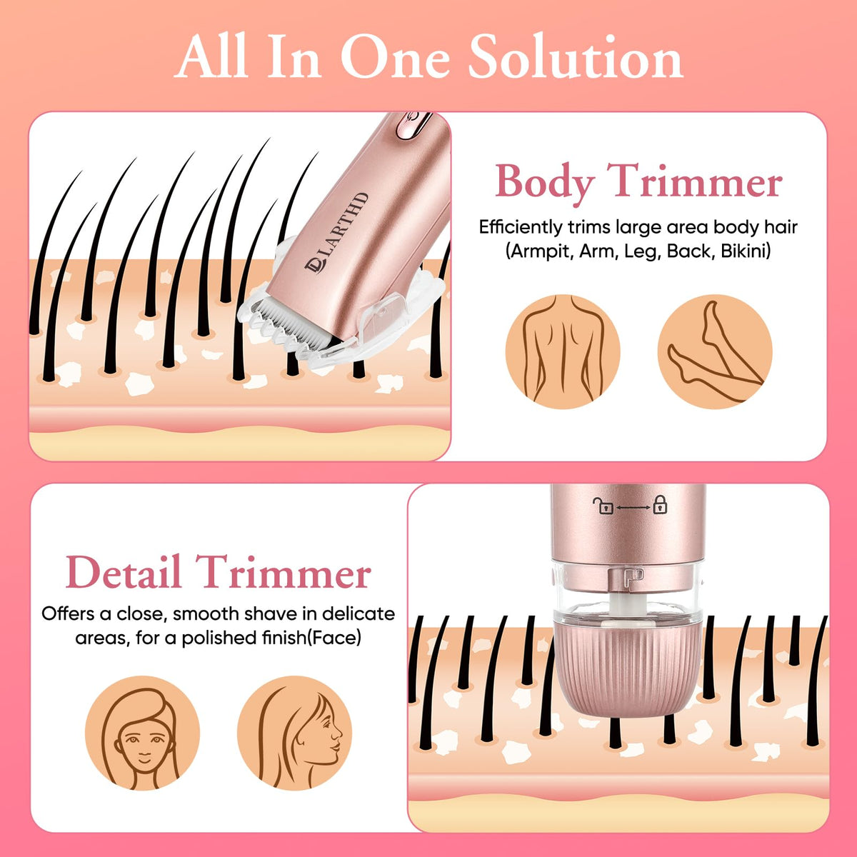 LARTHD Flawless versatile all-over grooming tool for body hair.