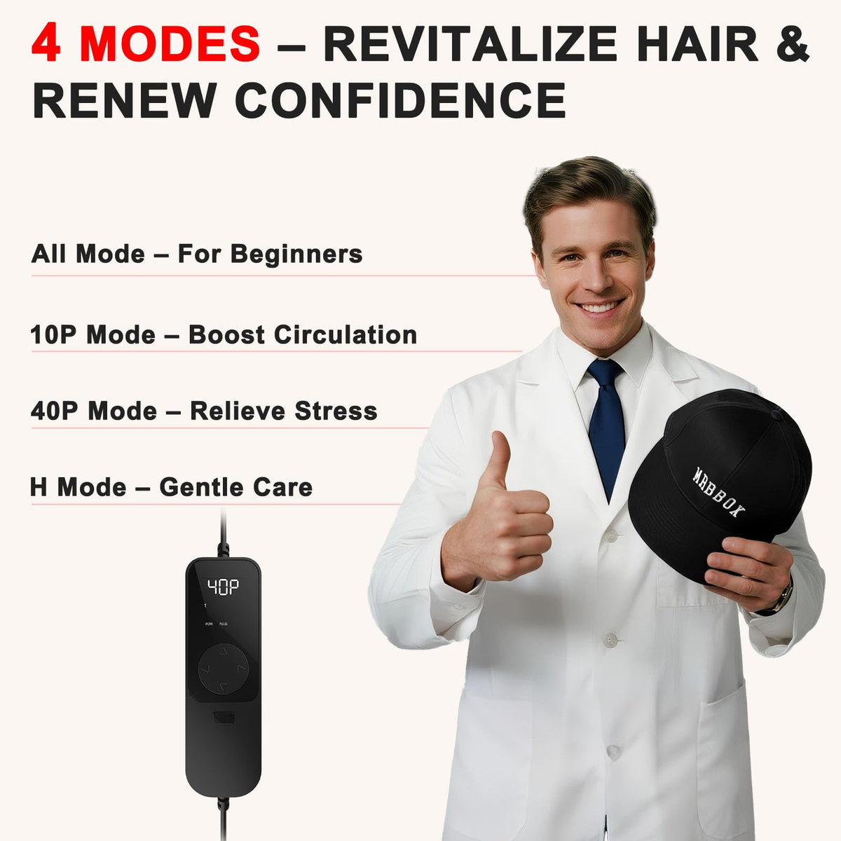 Laser Hair Growth Cap back view demonstrating breathable fabric and fit