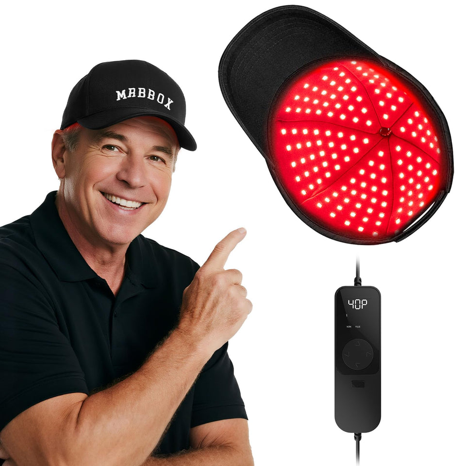 Laser Hair Growth Cap front view with red and infrared lamps for scalp stimulation