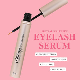 Close-up of Lash Therapy Australia packaging highlights clean ingredients.
