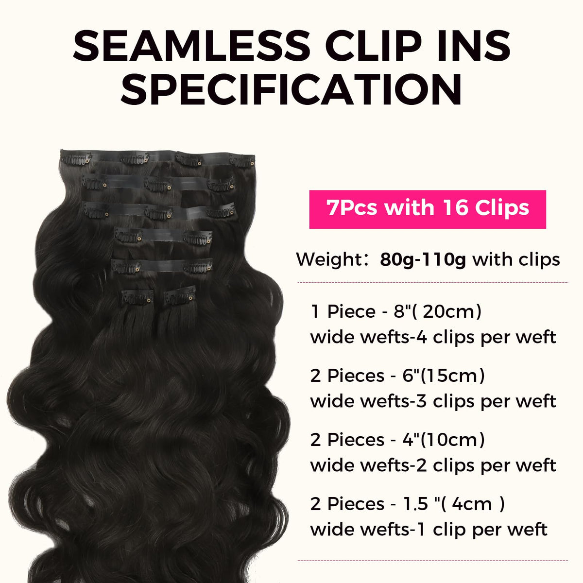 Lashey seamless clip-in extensions in natural black for a discreet blend