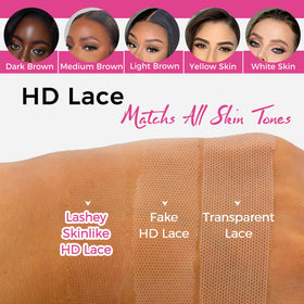 Lashey virgin Brazilian hair natural color close-up highlights soft texture and tangle-free wear.