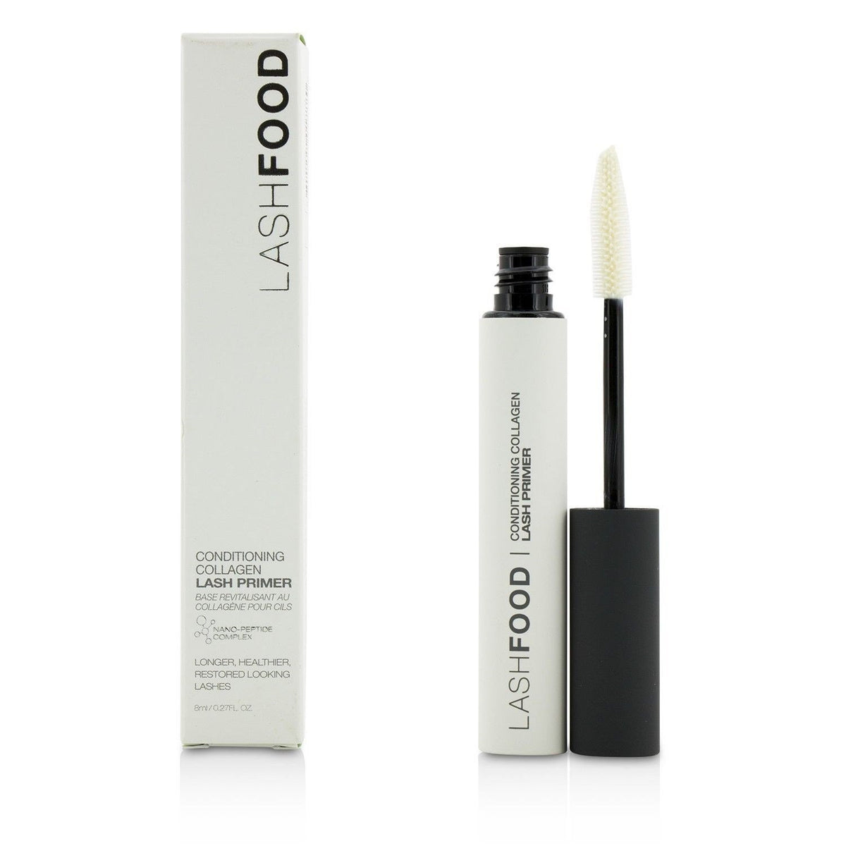 LashFood Conditioning Collagen Fiber Primer bottle enhances volume and length.
