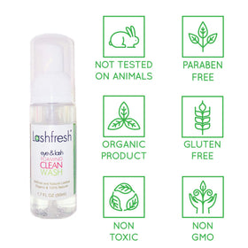 Lashfresh eye-area cleansing in daily lash care routine.