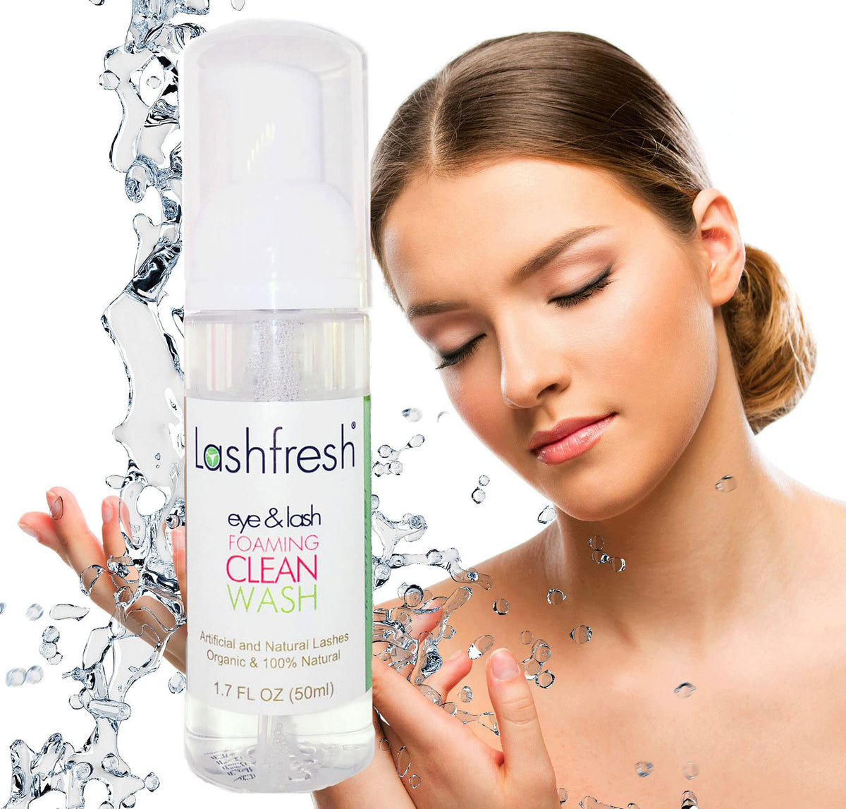 Lashfresh foam close-up shows an oil-free formula for lash health.