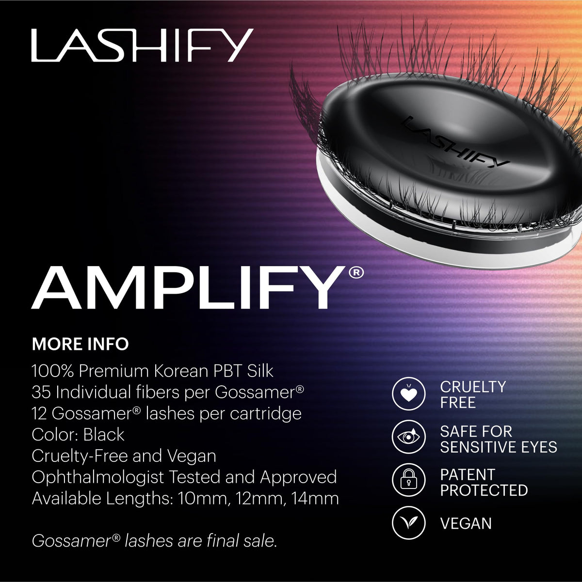 Lashify Amplify 10mm Gossamer Korean PBT Silk closeup