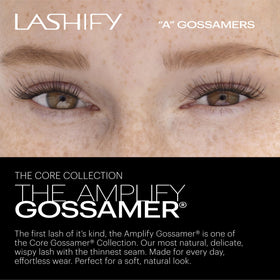 Close-up of Lashify Amplify Gossamer lashes showing thin spine and wispy look