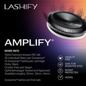 Lashify Amplify 14mm Gossamer black cartridge for bold, natural results.