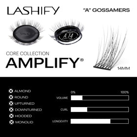 Lashify Amplify 14mm Gossamer on-eye look showcases wispy, natural effect.