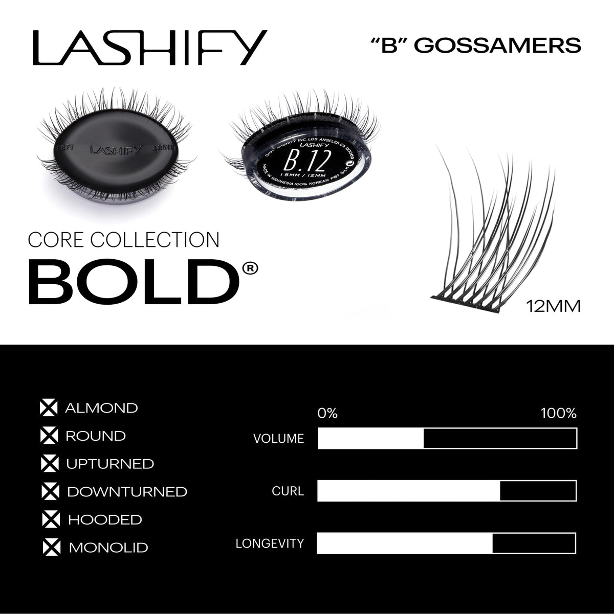 Available Lashify lengths 8-18mm for customizable styling