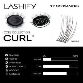 Lashify Gossamer soft flutter collection captures delicate lashes for a subtle look.
