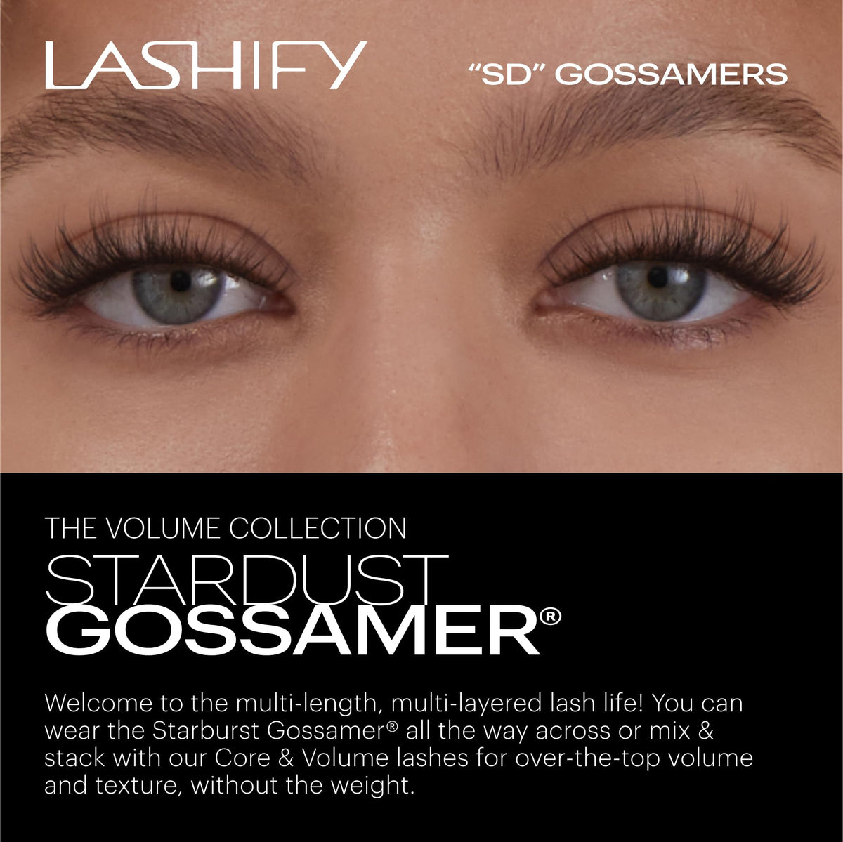Close-up of Stardust lashes showing fine fibers for natural drama