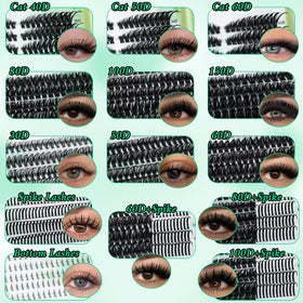LASHSUN cluster lashes 80D-150D with spike and bottom style for dramatic evening looks