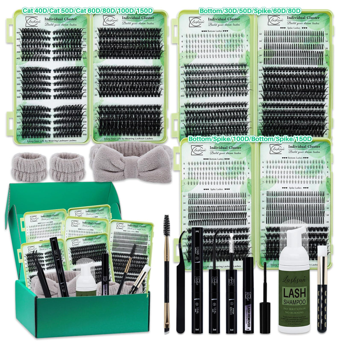 LASHSUN Lash Clusters Kit cat-eye lashes for natural daily volume