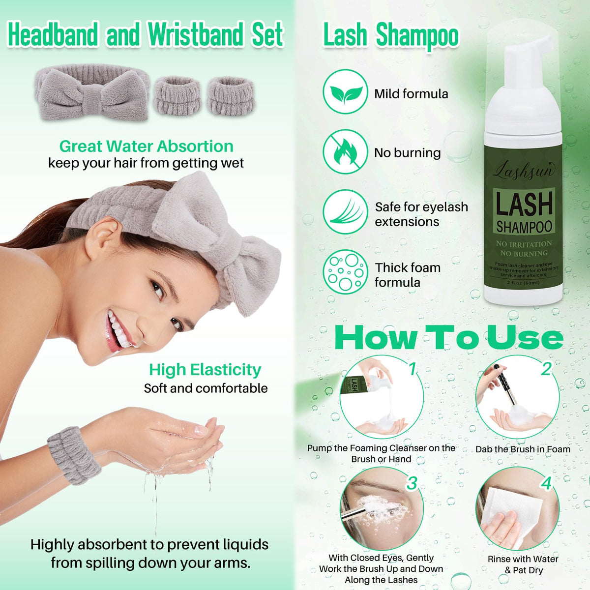 LASHSUN Lash Shampoo and Cleaning Brush maintain lash hygiene