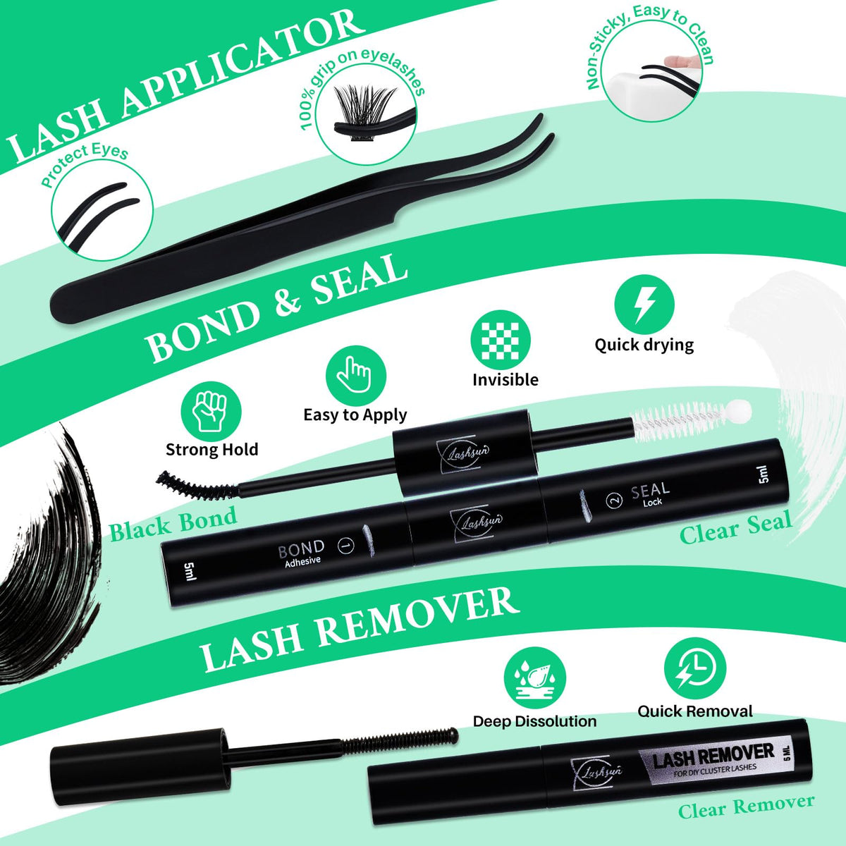 LASHSUN Tweezers for precise lash placement