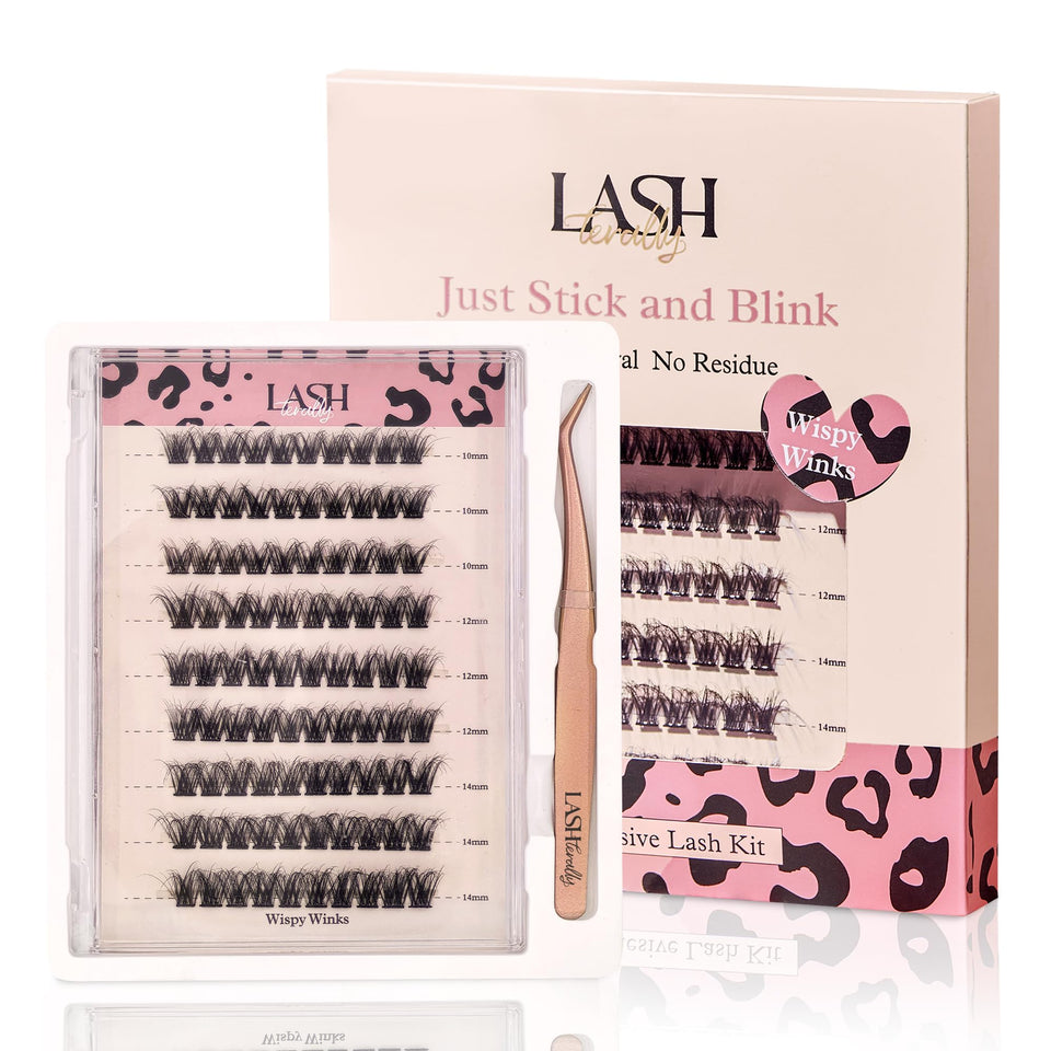 Lashterally self-adhesive lashes close-up showing wispy look for quick wear