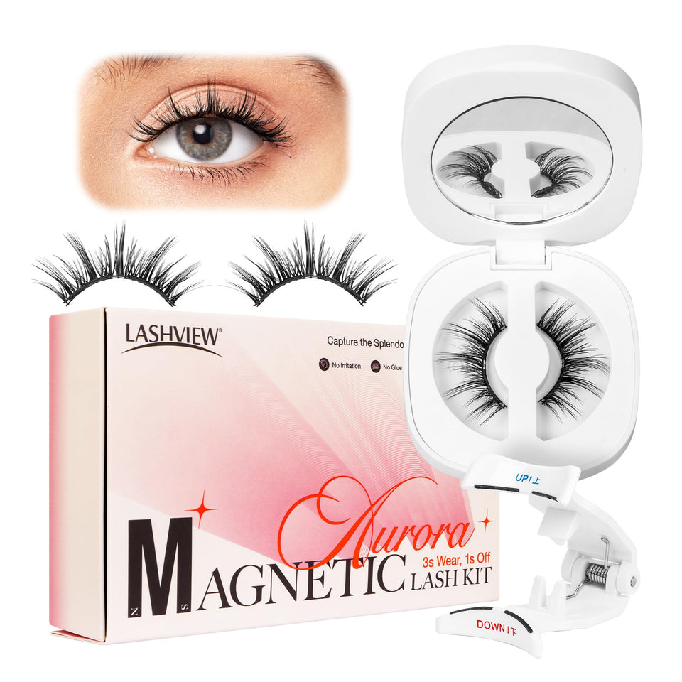 LASHVIEW Aurora magnetic lashes during application for quick, secure wear