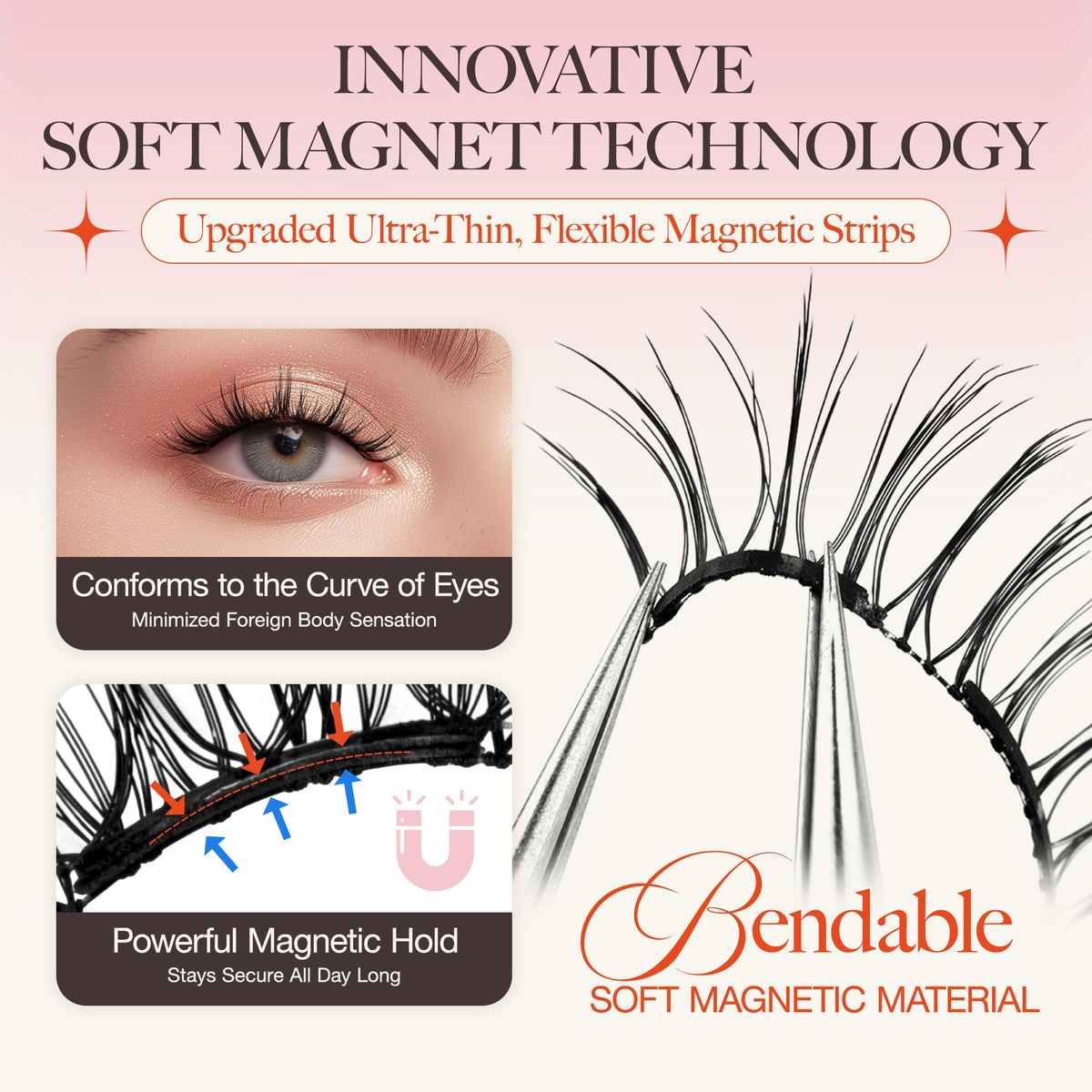 LASHVIEW Aurora magnetic lashes showing soft flexible fit for comfortable wear