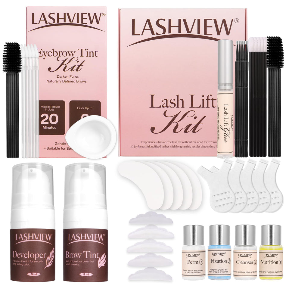 LASHVIEW lash lift kit close-up, showcasing all-in-one system for at-home lash and brow care.