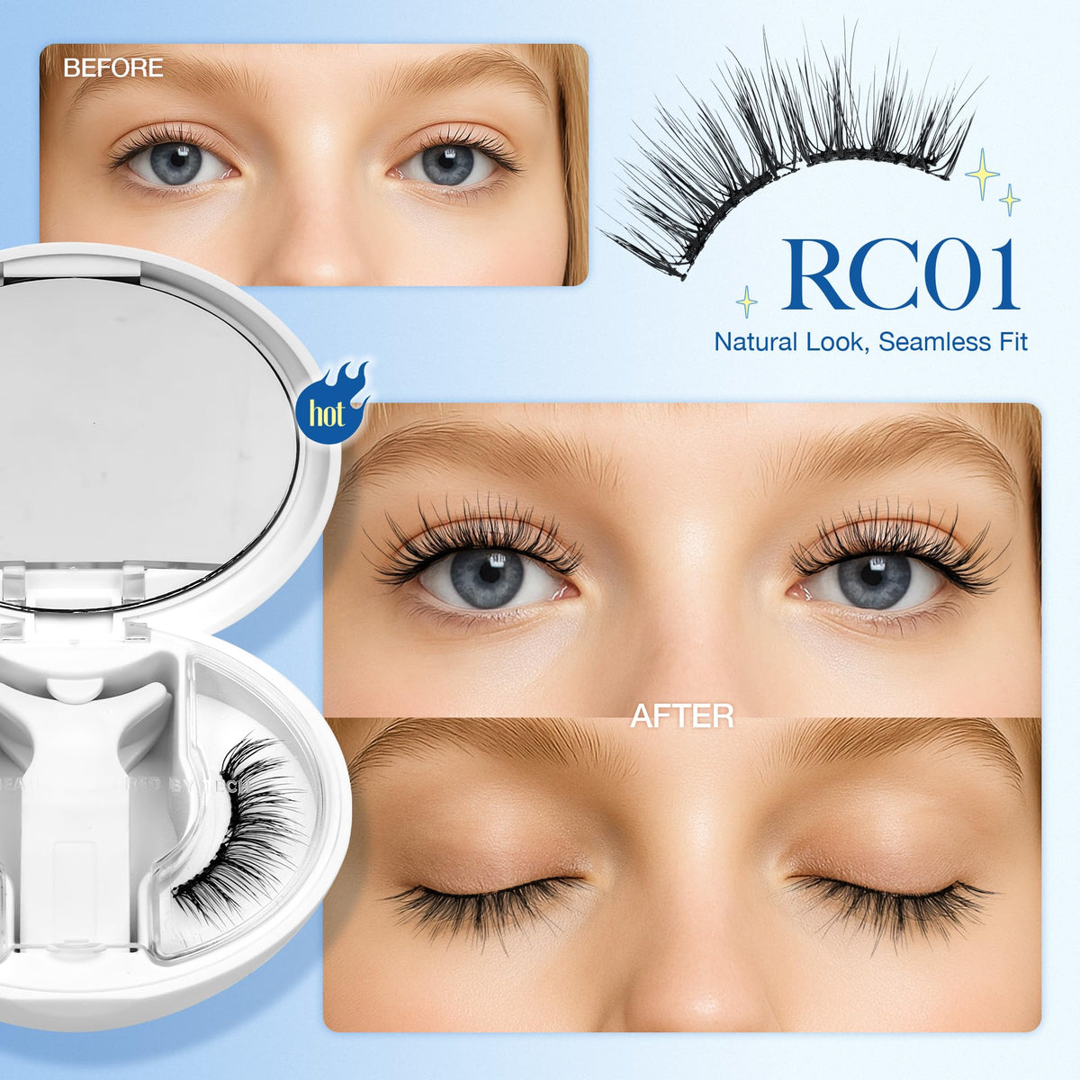 LASHVIEW LunaSoft soft magnetic band hugs lash line for natural look.