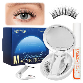 LASHVIEW magnetic eyelashes with applicator kit for effortless application.